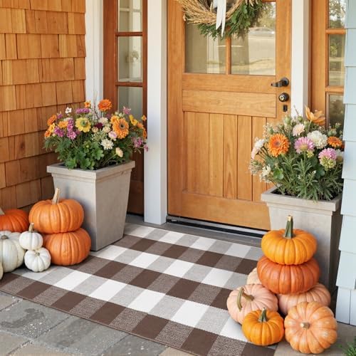 Fall Decor Front Door Mat Buffalo Plaid Outdoor Front…